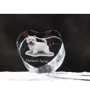 Norwich Terrier, Terrier de Norwich - une photo de chien dans un cristal, un cœur en cristal, un cadre photo exceptionnel de la marque Art-Dog