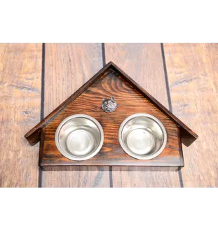 Norwich Terrier, Terrier de Norwich - support en bois avec des bols pour chien, bols pour chien décoratifs, cadeau pour l'adoption d'un chien de la marque Art-Dog