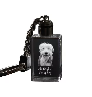 Old English Sheepdog - Schlüsselanhänger aus Kristall mit Hundefoto, beleuchteter Schlüsselanhänger, einzigartiges Geschenk der Marke Art-Dog