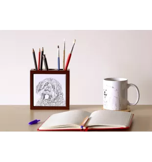 Otterhund, Otterhound - Stifthalter mit Hund, Schreibtischorganizer mit Aufdruck, personalisierte Schreibtischdekoration der Marke Art-Dog