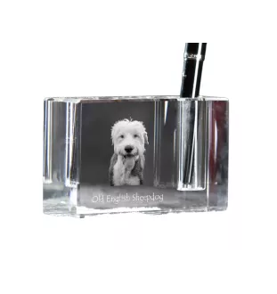 Owczarek staroangielski penholder kryształowy z psem Art-Dog