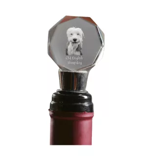Chien de Berger Anglais - Bouchon de bouteille, bouchon de vin en cristal avec photo, cadeau personnalisé pour barman par la marque Art-Dog