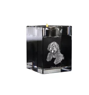 Chien à loutre, Otterhound - Bougeoir avec photo de chien, porte bougie en cristal, cadeau personnalisé par la marque Art-Dog