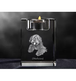 Otterhund, Otterhound - Kerzenhalter mit Hundefoto, Teelichthalter aus Kristall, personalisiertes Geschenk der Marke Art-Dog