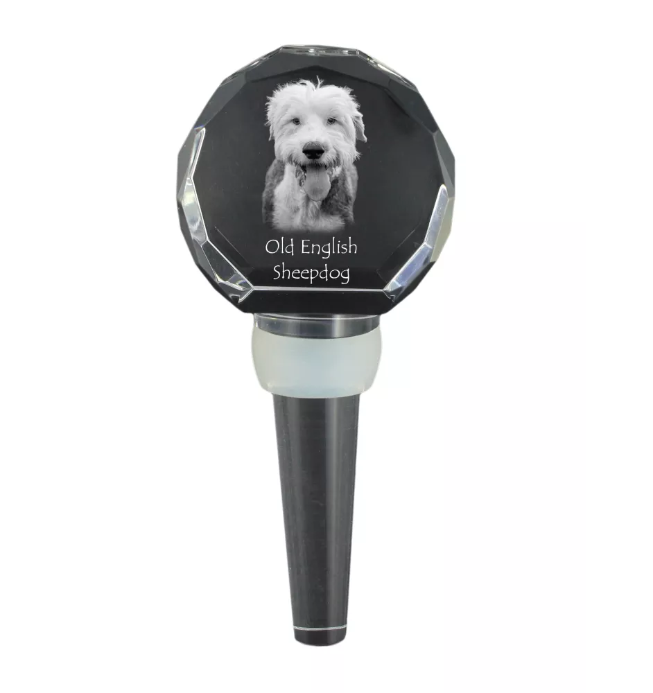 Old English Sheepdog - Kristallflaschenverschluss, einzigartiger Weinverschluss mit Foto, personalisiertes Geschenk für Sommelier der Marke Art-Dog