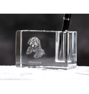 Otterhound - Pen stand, crystal organiser with dog photo, unique desk decoration by Art-Dog brand