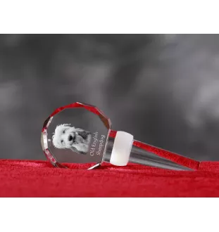 Old English Sheepdog - Crystal bottle stopper, unique wine stopper with photo, personalised gift for sommelier by Art-Dog brand