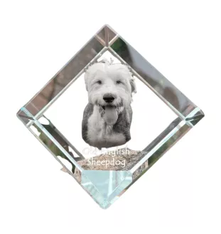 Owczarek staroangielski kostka kryształowa z psem Art-Dog