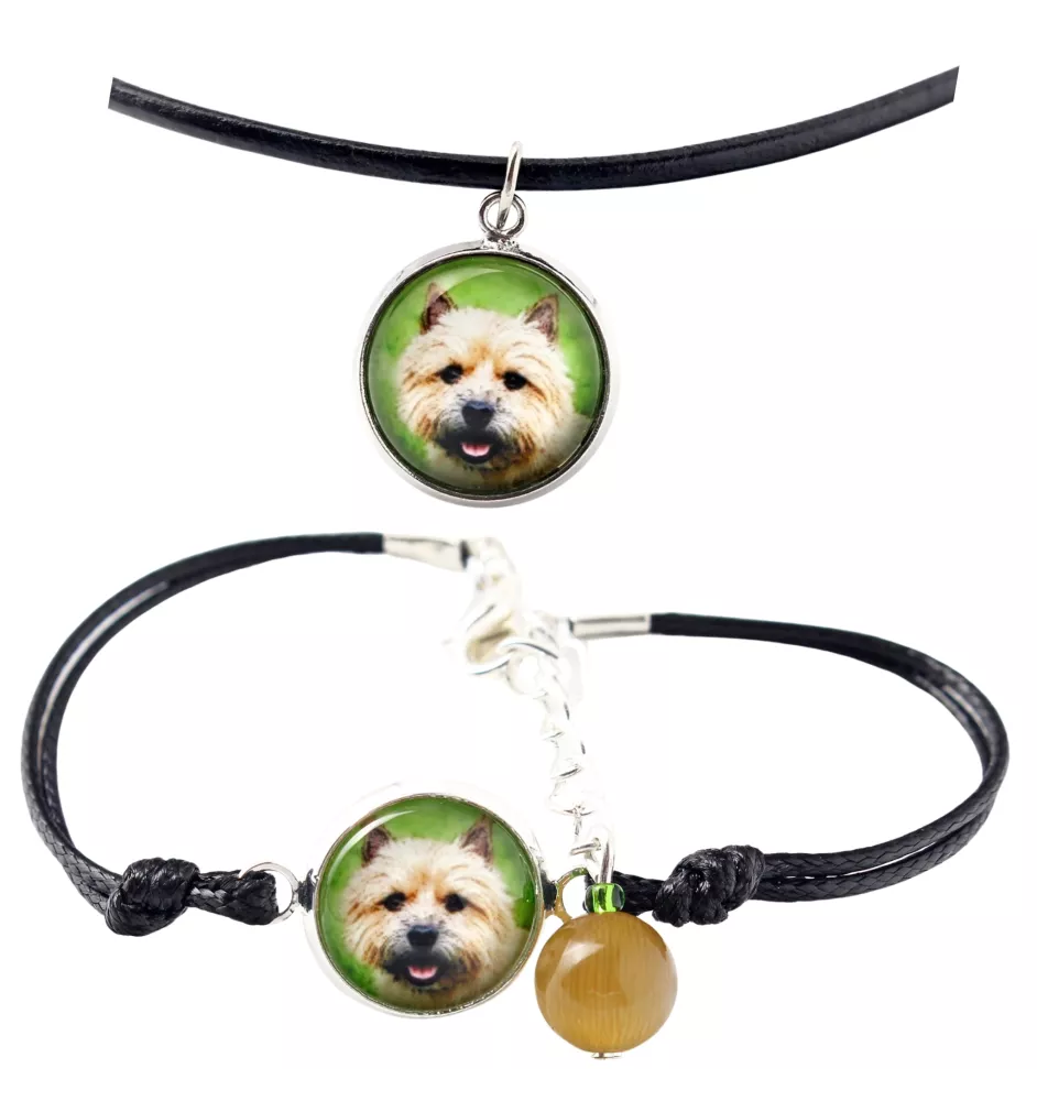 Norwich Terrier, Terrier de Norwich - ensemble de bijoux avec votre photo, ensemble fait à la main, bracelet et collier de la marque Art.-Dog