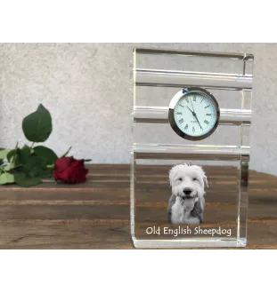 Owczarek staroangielski zegar trój-paskowy z psem Art-Dog