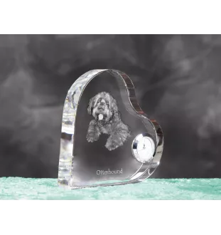 Otterhound - crystal clock with a dog picture, heart-shaped shelf clock, personalized standing clock by Art-Dog brand