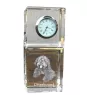 Chien à loutre, Otterhound - montre en cristal avec photo, photo de chien dans un cristal, horloge de bureau personnalisée de la marque Art-Dog