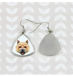 Norwich Terrier, Terrier de Norwich - boucles d'oreilles avec une photo et un motif de chien géométrique Art-Dog