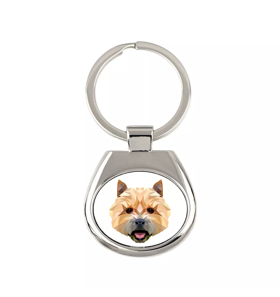 Norwich Terrier - geometric keychain with a photo and the inscription Art-Dog
