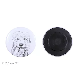 Old English Sheepdog Magnet mit einem Hundepfotenabdruck, außergewöhnlich leicht, starker Magnet, handgefertigtes Produkt der Marke Art-Dog