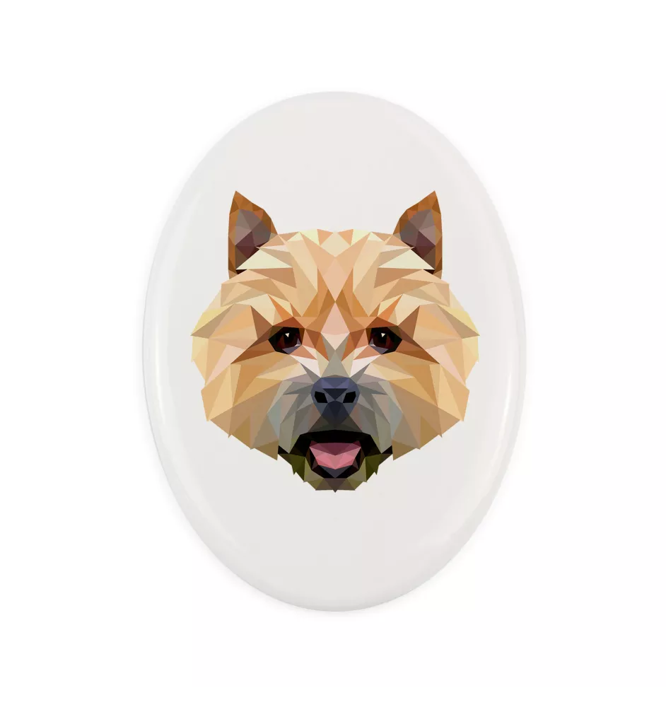 Norwich Terrier - Fliese mit geometrischem Bild und Schriftzug der Marke Art-Dog