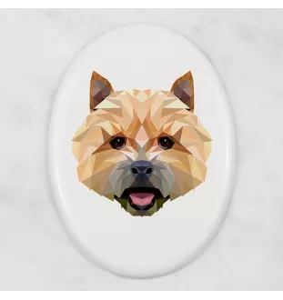 Norwich Terrier, Terrier de Norwich - une plaque avec une photo et un motif géométrique de la marque Art-Dog