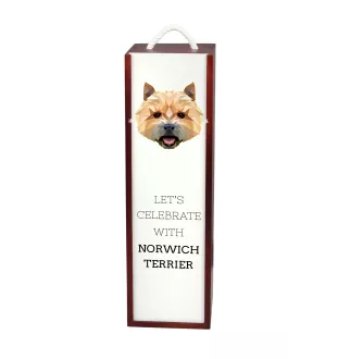 Norwich Terrier, Terrier de Norwich - une boîte géométrique avec une photo et un texte pour le vin de la marque Art-Dog