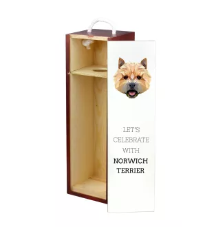Norwich Terrier, Terrier de Norwich - une boîte géométrique avec une photo et un texte pour le vin de la marque Art-Dog