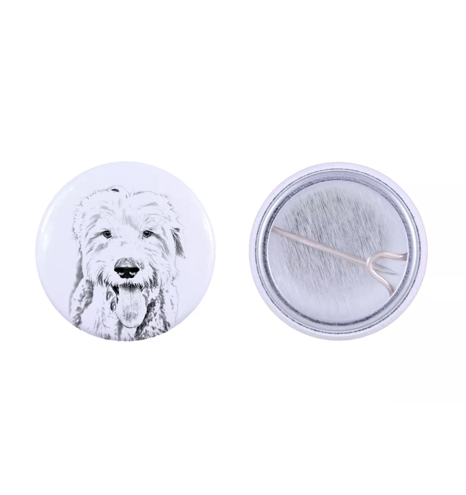 Old English Sheepdog - Anstecknadel mit Ihrem Hund, fügen Sie Ihr eigenes Foto hinzu, Marke Art-Dog