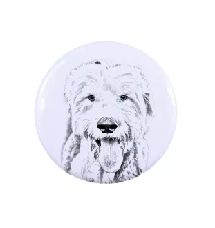 Old English Sheepdog - pin with your dog, add your own photo, Art-Dog brand