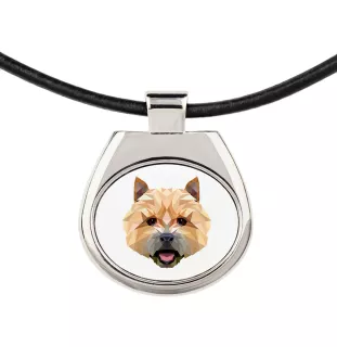 Norwich Terrier, Terrier de Norwich - collier avec une photo et un motif géométrique de la marque Art-Dog