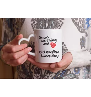 Old English Sheepdog - cup with a dog, adorable cup with a heart-shaped handle, universal gift from the Art-Dog brand