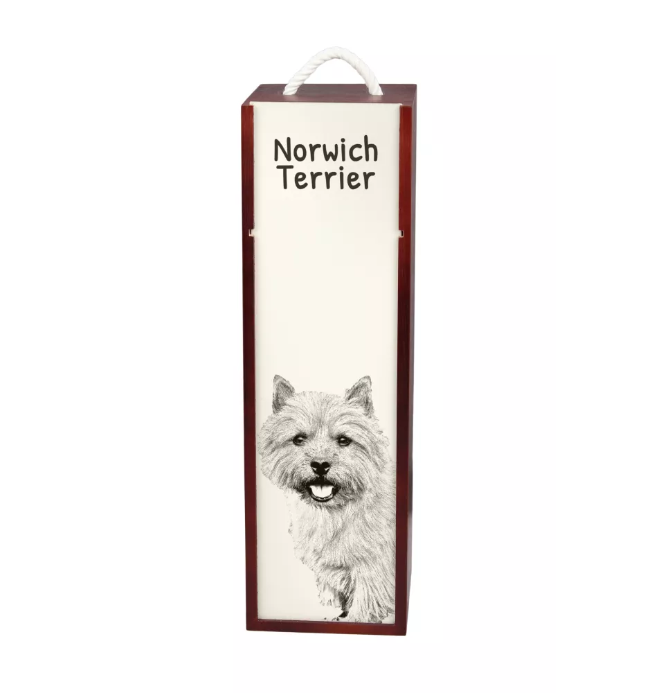 Norwich Terrier - wine box with a dog, alcohol box with graphics, personalized gift box from the Art-Dog brand