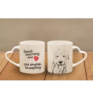 Old English Sheepdog - cup with a dog, adorable cup with a heart-shaped handle, universal gift from the Art-Dog brand