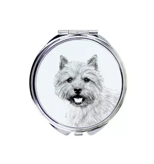 Norwich Terrier - Pocket mirror with a dog, personalized mirror for a purse, compact mirror with Art-Dog brand print.
