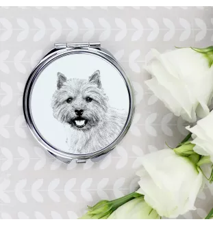 Norwich Terrier - Pocket mirror with a dog, personalized mirror for a purse, compact mirror with Art-Dog brand print.