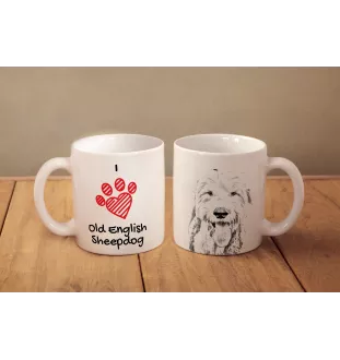 Owczarek staroangielski kubek z psem I love Art-Dog