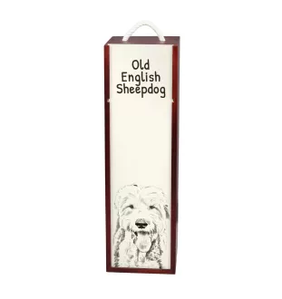 Old English Sheepdog - Weinbox mit Hund, Alkoholbox mit Grafik, personalisierte Geschenkbox der Marke Art-Dog