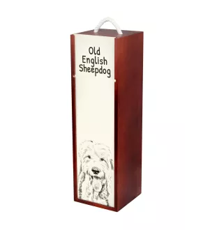 Old English Sheepdog - Weinbox mit Hund, Alkoholbox mit Grafik, personalisierte Geschenkbox der Marke Art-Dog