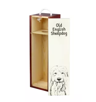 Old English Sheepdog - wine box with a dog, alcohol box with graphics, personalized gift box from the Art-Dog brand