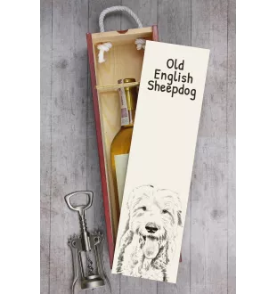 Old English Sheepdog - Weinbox mit Hund, Alkoholbox mit Grafik, personalisierte Geschenkbox der Marke Art-Dog