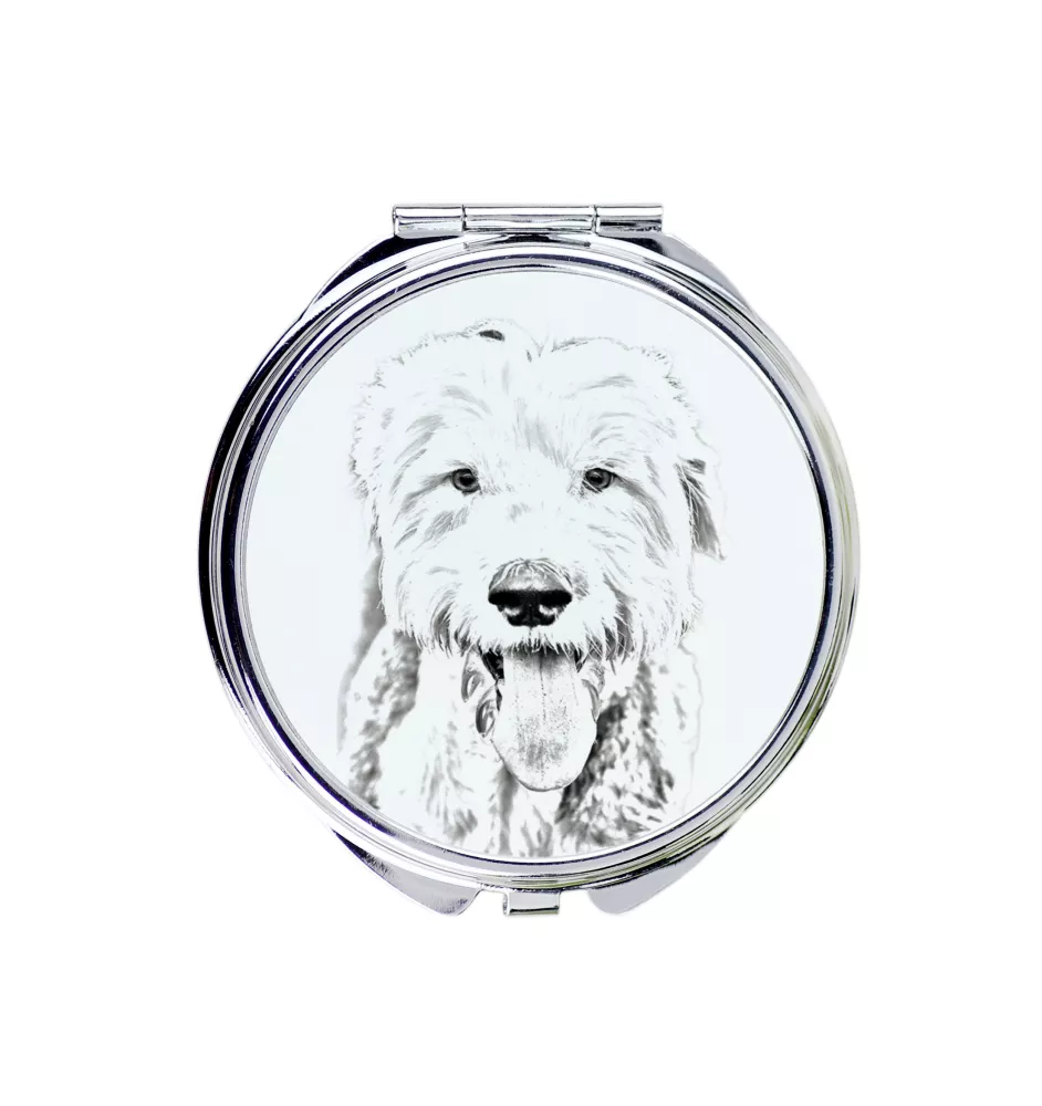 Old English Sheepdog - Pocket mirror with a dog, personalized mirror for a purse, compact mirror with Art-Dog brand print.