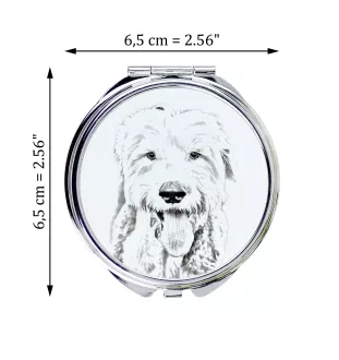 Old English Sheepdog - Pocket mirror with a dog, personalized mirror for a purse, compact mirror with Art-Dog brand print.