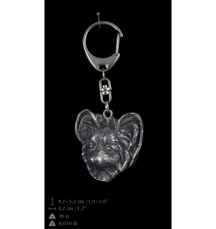 Papillon, Épagneul nain continental papillon - Porte-clés argenté avec chien, décoration de sac à main, pendentif de sac à dos par la marque Art-Dog