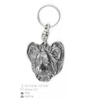 Papillon, Continental Toy Spaniel, Butterfly dog - Silver-plated dog pendant, handbag decoration, backpack pendant by Art-Dog brand