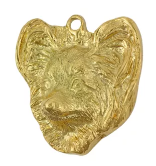 Papillon, Épagneul nain continental papillon - Porte-clés doré avec chien, décoration de sac à main, accessoire de luxe de la marque Art-Dog