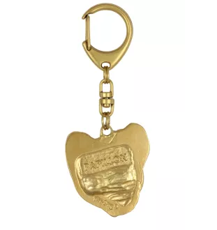 Papillon, Kontinentaler Zwergspaniel - Vergoldeter Schlüsselanhänger mit Hund in Geschenkbox, Handtaschen-Dekoration, Luxus-Accessoire der Marke Art-Dog