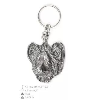 Papillon, Continental Toy Spaniel, Butterfly dog - Silver-plated pendant with a dog in a decorative box, handbag decoration, backpack pendant by Art-Dog brand