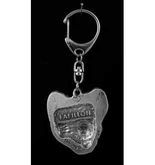 Papillon, Continental Toy Spaniel, Butterfly dog - Silver-plated key ring with a dog in a gift box, handbag decoration, backpack pendant by Art-Dog brand