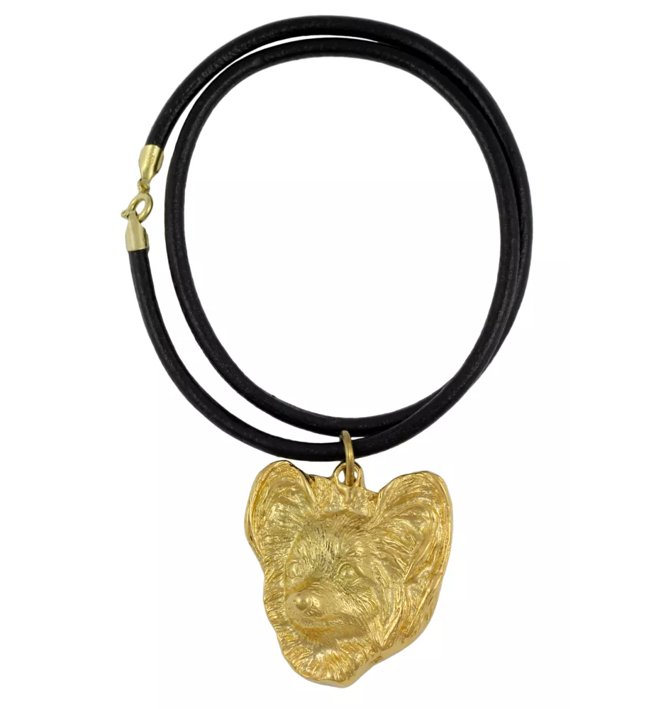 Papillon, Kontinentaler Zwergspaniel - Hundehalsband, vergoldeter Anhänger für Hundefans, einzigartiger Schmuck der Marke Art-Dog