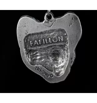 Papillon, Épagneul nain continental papillon - Collier de chien dans une boîte cadeau, médaillon argenté pour fan de chien, pendentif remarquable de la marque Art-Dog