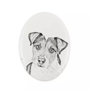 Parson Russell Terrier - Gedenktafel mit einem Foto eines Hundes, Grabplatte mit Druck, personalisierte ovale Platte der Marke Art-Dog