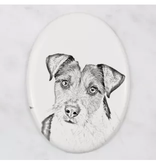 Parson Russell Terrier - Gedenktafel mit einem Foto eines Hundes, Grabplatte mit Druck, personalisierte ovale Platte der Marke Art-Dog