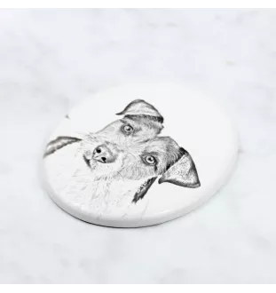 Parson Russell Terrier - Gedenktafel mit einem Foto eines Hundes, Grabplatte mit Druck, personalisierte ovale Platte der Marke Art-Dog