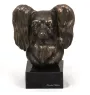 Papillon, Kontinentaler Zwergspaniel - Hundestatue, Büste auf Steinsockel, Skulptur, Trophäe für Hundeausstellung der Marke Art-Dog
